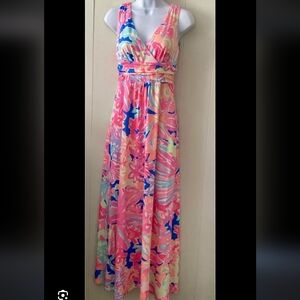 Lilly Pulitzer Sloane Sleeveless Maxi Dress Playa Hermosa Bright Tropical Floral